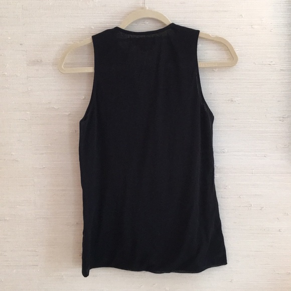 Ralph Lauren Black Sleeveless Ruffle V-neck Top - Picture 6 of 8